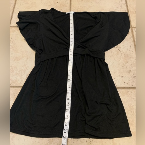 EKOUAER Black V-Neck Ruffle Sleeve Tunic Top Size S - Picture 5 of 5